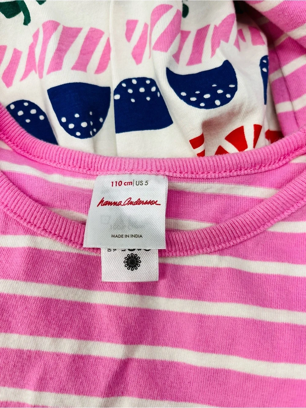 Hanna Andersson Pink Striped Top with‎ Multicolor Candy-Print Skirt
